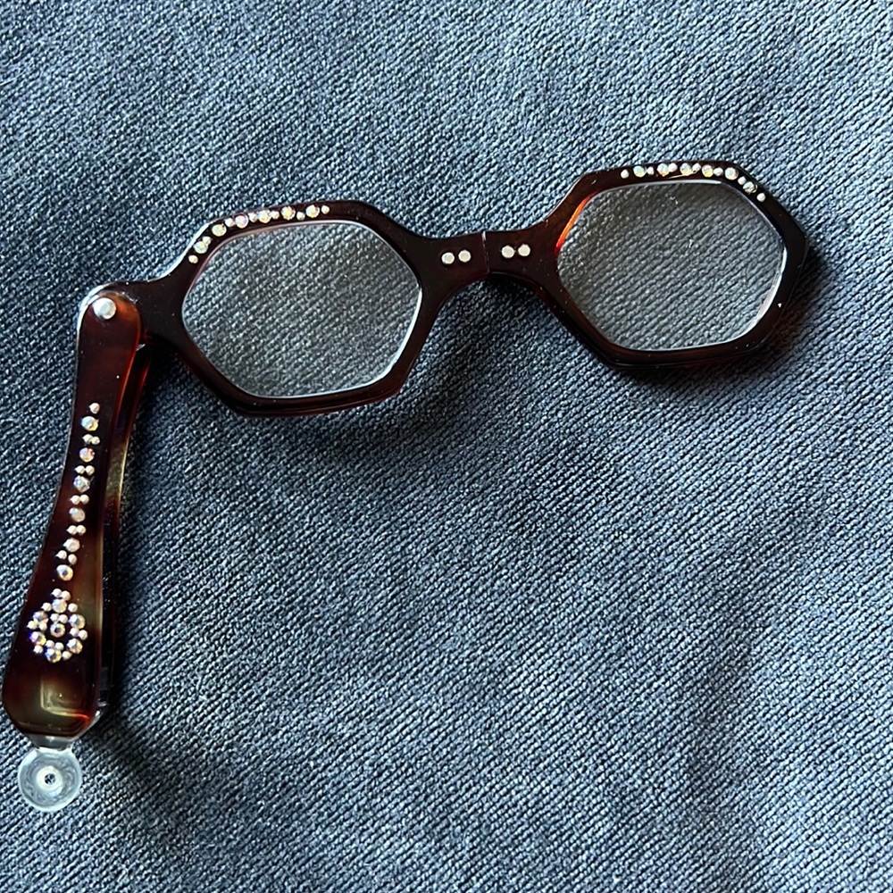 Two Vintage Folding Lorgnette 1950s Magnifiers